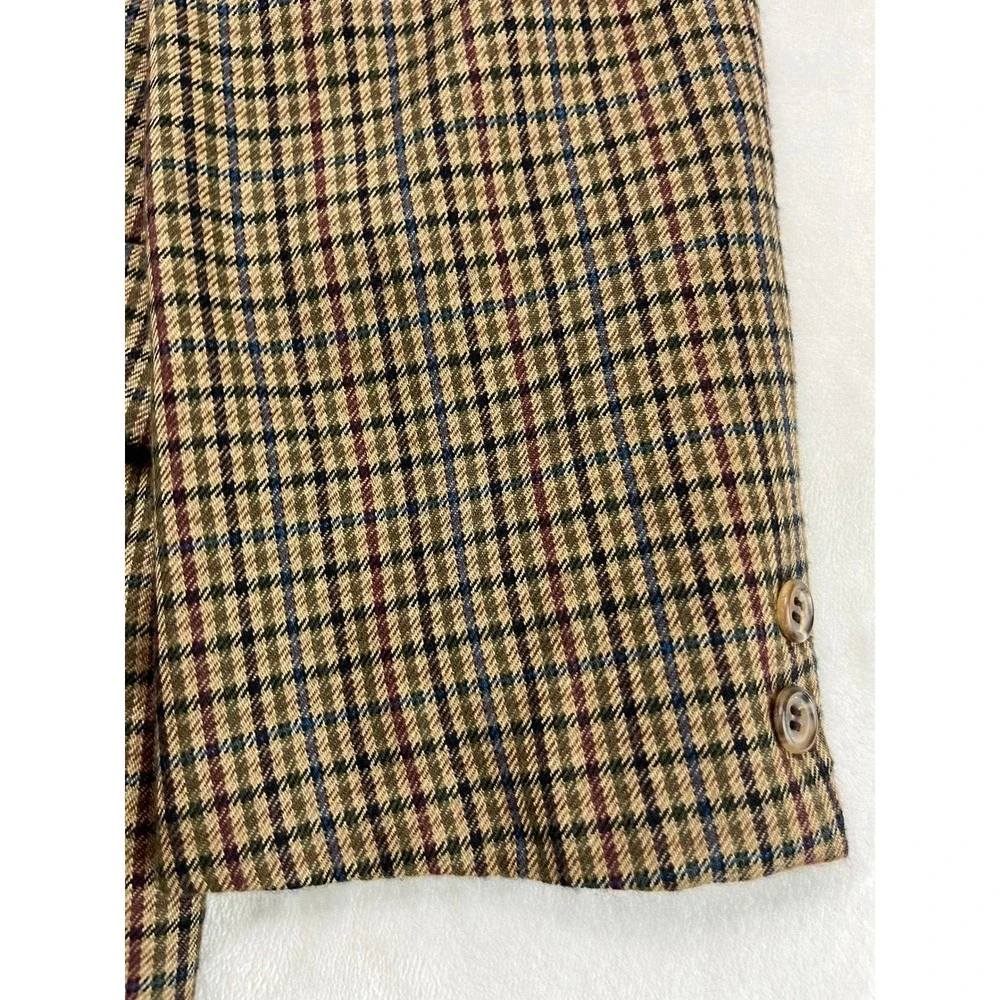 Chester Barrie Blazer Mens 46L Brown Cashmere Glen Plaid Sport Coat England